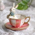 ラビット ティーカップ ピンク 小物入れ オブジェ うさぎ ウサギ 置物 (1581) ボックス 可愛い シャビーシック 姫系 フレンチテ