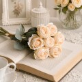 造花 薔薇 (オフホワイト590) 白 花束 ７本セット ローズ ブーケ バラ 可愛い 花 アーティフィシャルフラワー ギフト プレゼント