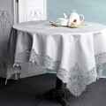 テーブルクロス レース シルバー トップクロス 正方形 150×150 ノーブルシリーズ (1442) アンティーク風 エレガント