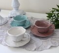 デミタスカップ＆ソーサー コーヒーカップ  アンティーク風 おしゃれ クリーム ピンク ブルー La Ceramica V.B.C ラ・セラミカ（