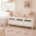 白家具 ロココ調 姫系 テレビ台 テレビボード リビングボード 猫脚 153cm ホワイト クラシック ヨーロピアン ロココシリーズ (17