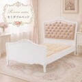 白家具 ロココ調 姫系 セミダブルベッド ベッド ベッドフレーム すのこ仕様 アンティーク調 ホワイト クラシック ヨーロピアン 