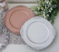 シャビー ラウンドトレー トレイ プレート トレー ラウンド ホワイト ピンク アンダープレート ディスプレイ インテリアトレイ 