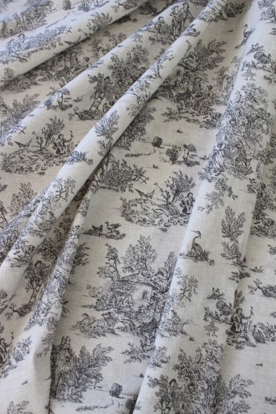 トワルドジュイ 生地 フランス製 田園（グレージュ×グレー160ｃｍ幅）トワル・ド・ジュイ フランス製 輸入生地 カーテン生地 フ