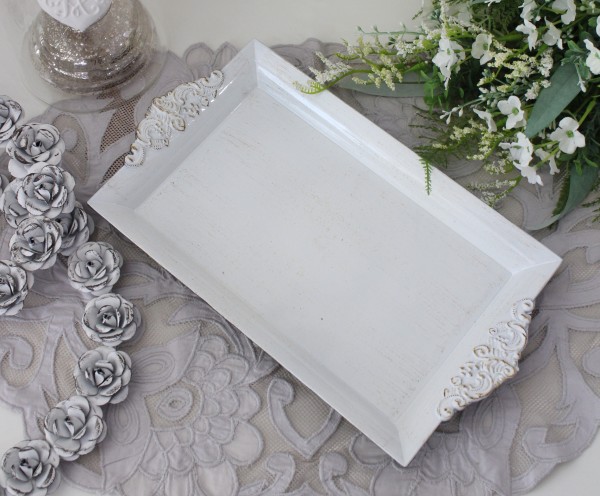 シャビーレクトトレー トレイ ホワイト トレー 白 長方形 プレート トレー アンティーク風 antique アンティーク ディスプレイト