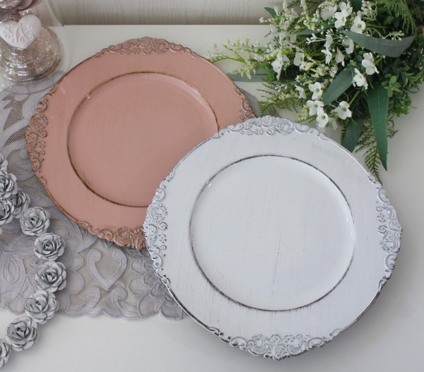 シャビー ラウンドトレー トレイ プレート トレー ラウンド ホワイト ピンク アンダープレート ディスプレイ インテリアトレイ 