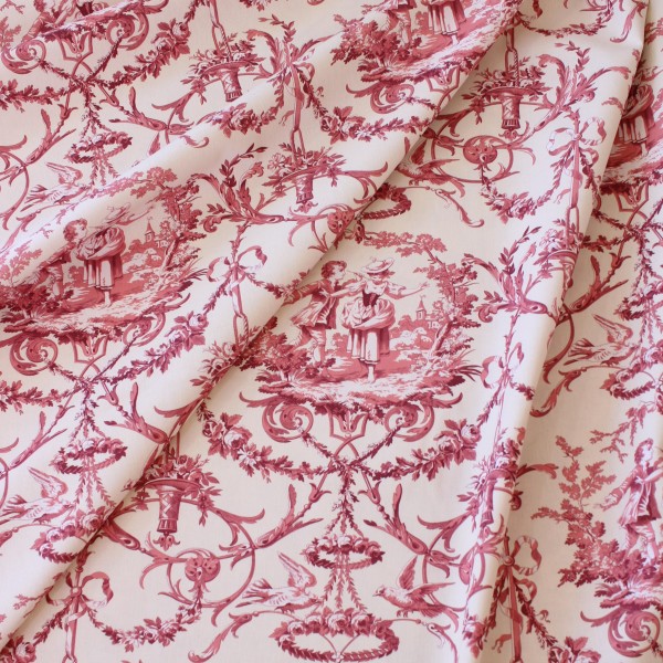 トワルドジュイ フランス 生地 カップル ルージュ フランス製 輸入生地 カーテン生地 インテリアファブリック カルトナージュ お