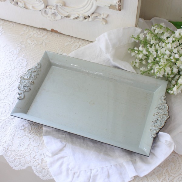 シャビー レクトトレー トレイ ライトグレイ トレー  長方形 プレート トレー アンティーク風 ライトグレー グレー antique アン