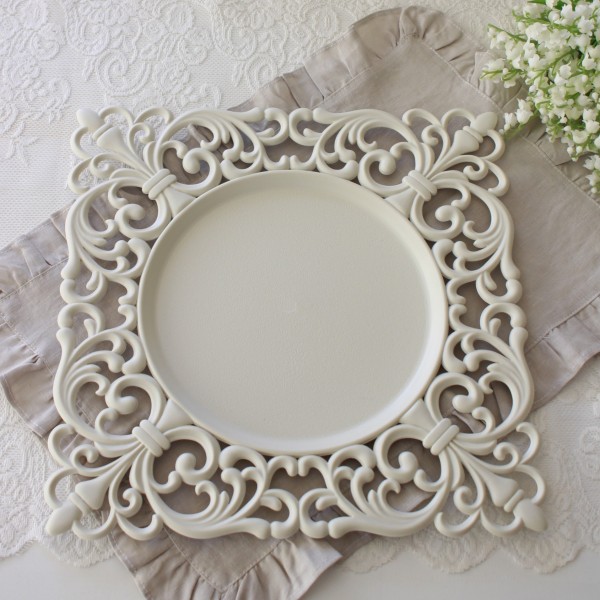 デコラティブ スクエアトレー トレイ トレー ディスプレイ アンダープレート アイボリー ホワイト 軽量 インテリアトレイ アンテ