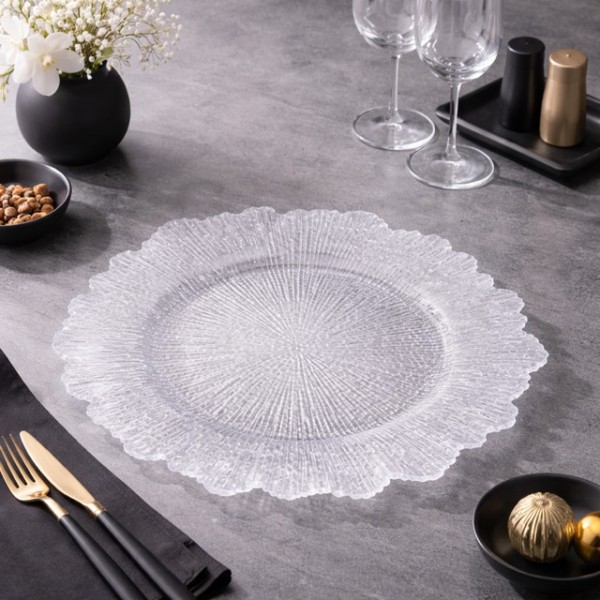 クリア クリスタル ラウンドトレー トレイ トレー 丸 ラウンド ディスプレイ アンダープレート 透明 軽量 インテリアトレイ エレ