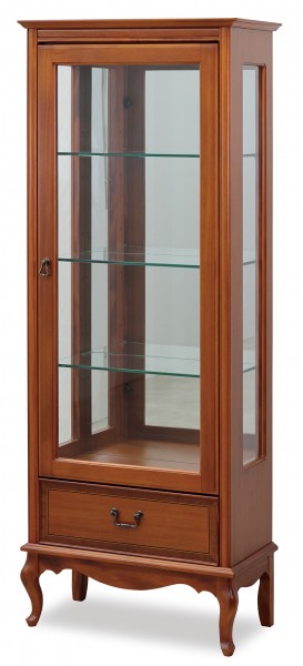 キュリオ ガラス キャビネット キュリオケース ブラウン LED照明付き ガラスキャビネット 65 飾り棚 ブライトン 茶色 ガラス収納