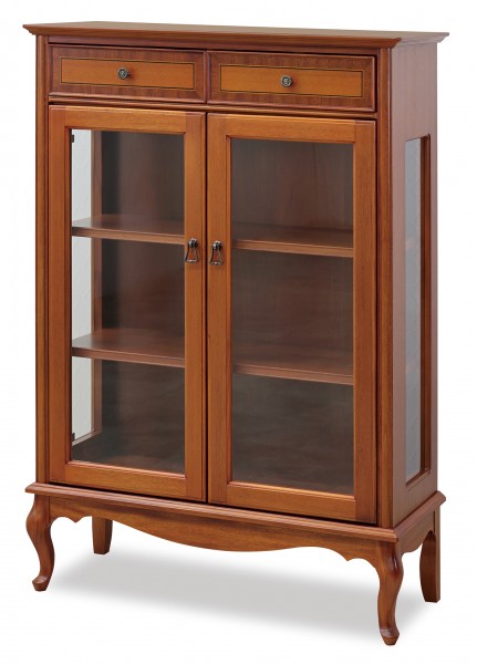 ガラスキャビネット キュリオケース ブラウン ガラス キャビネット 85 飾り棚 ブライトン 茶色 ガラス収納 クイーンアン様式 コ