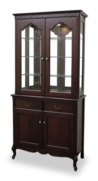 カップボード ガラス キャビネット 飾り棚 リビング収納 コレクションケース ブラウン ヨーロピアン フルール アンティーク調 ロ