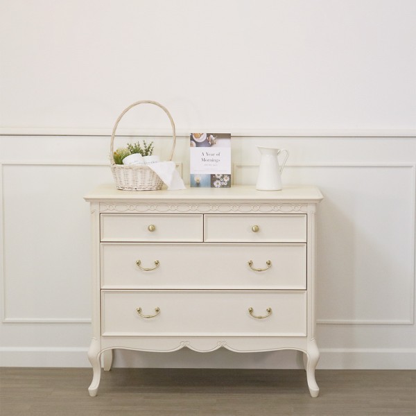 チェスト ワイドチェスト ８５ 引き出し収納 リビングチェスト 収納家具 タンス 箪笥 白家具 洋風 ヨーロピアン フルール ホワイ