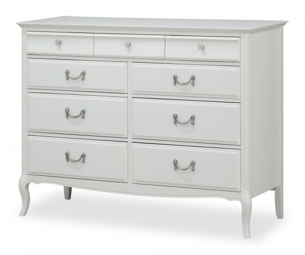 ワイドチェスト チェスト 引き出しチェスト リビングチェスト 白家具 収納 高級家具 猫脚  ヨーロピアン ミラーナ ホワイト 東海