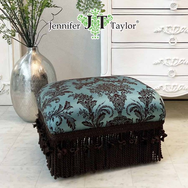 フットスツール スツール オットマン 足置き ダマスク柄 ジェニファーテイラー Carlisle アンティーク風 布張り 輸入家具 カルト