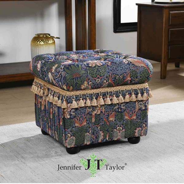 収納付きスツール スツール 収納付き オットマン いちご泥棒柄 椅子 MORRIS ジェニファーテイラー 収納スツール アンティーク風 