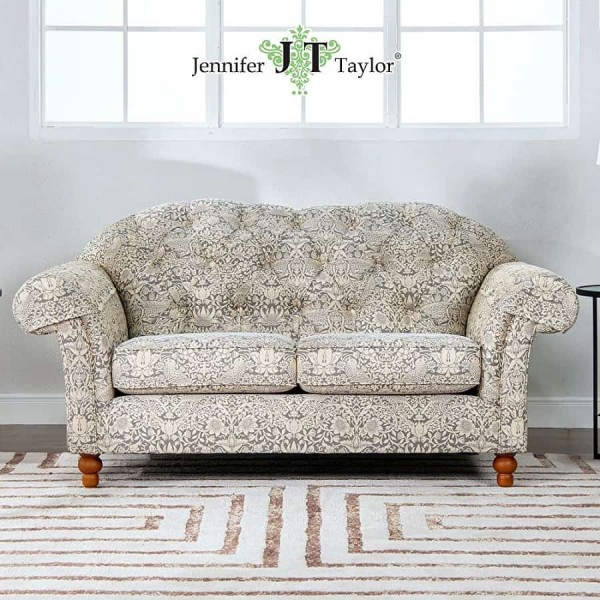 ジェニファーテイラー ２人掛けソファ 二人掛けソファ いちご泥棒柄 ピュアモリス風 モリス グレー ベージュ 布張り 輸入家具 ア