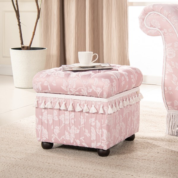 収納スツール 収納付きスツール スツール ピンク 収納ボックス ヘアルーム ジェニファーテイラー Heirloom 椅子 花柄 布張り 可