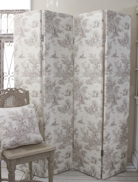 パーテーション 間仕切り ジェニファーテイラー トワルドジュイ フランス生地 ジュイ柄 屏風（オフホワイト×ベージュ148）衝立 