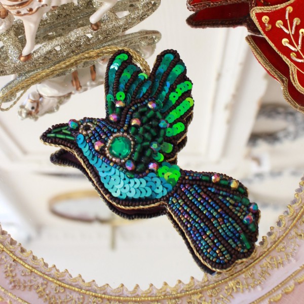 クリスマスオーナメント バード 鳥 ビーズ刺繍 クリスマス ツリーオーナメント ハンドメイド クリスマスギフト アンティーク風 