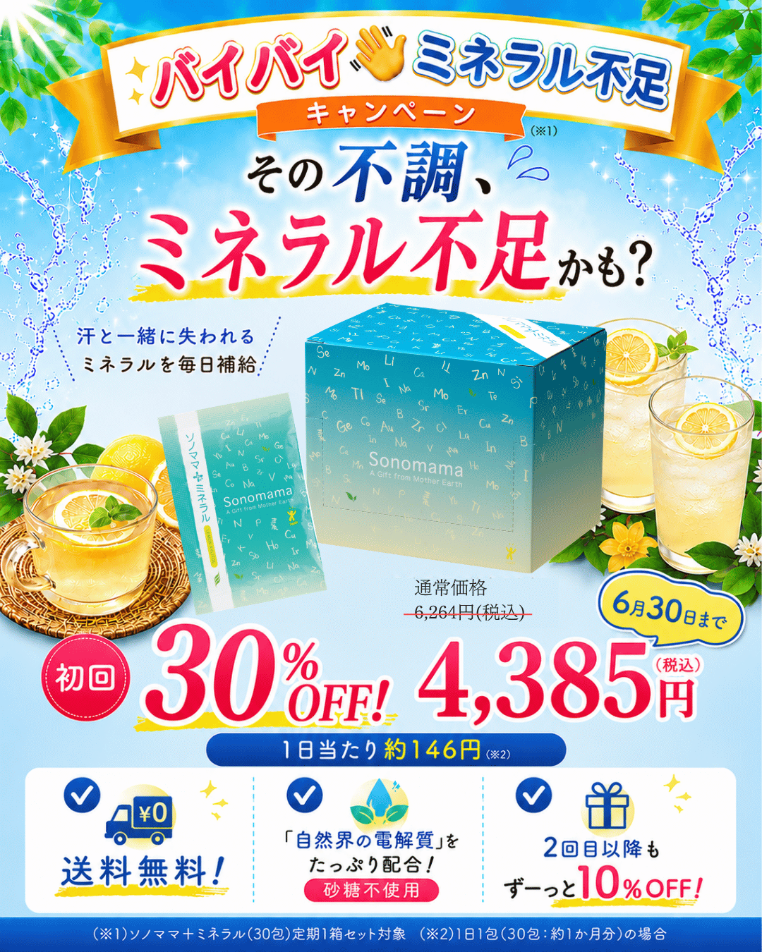 【キャンペーン特別価格】ソノママ＋ミネラル（30包）1箱コース 初回30%OFF！2回目以降、ずーっと10%OFF！送料無料