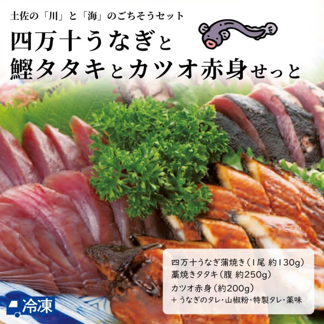 四万十うなぎと鰹タタキとカツオ赤身せっと