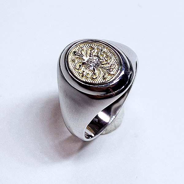 K10YG/SV925ダイヤモンドシグネットリング