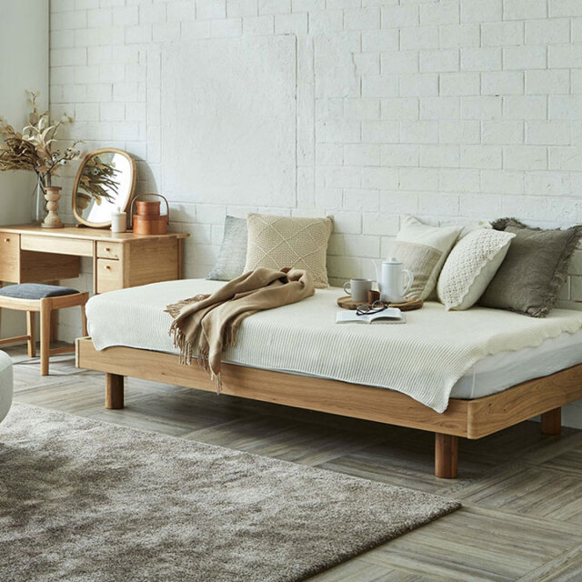 センベラ タモ材ベッドフレーム Rusk（ラスク2） -床板すのこ仕様