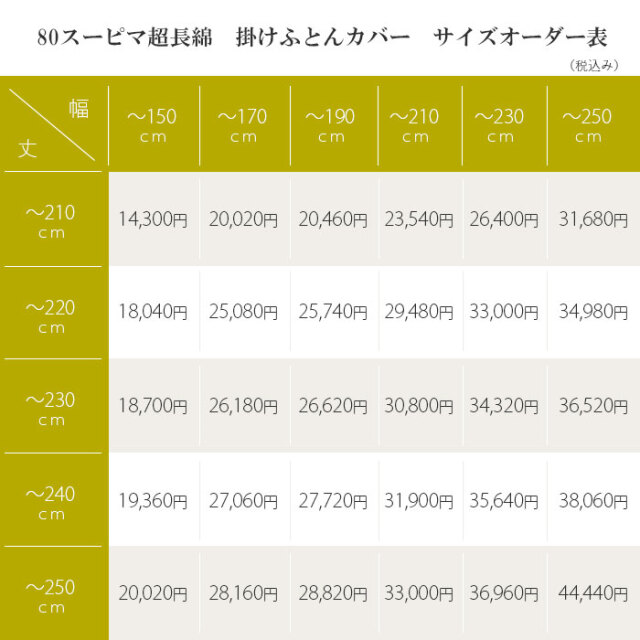 サイズオーダー可能な80スーピマ超長綿掛け布団カバー｜シルクのような