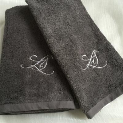 SiS刺繍いりTenerita超甘撚りオーガニックバスタオルロンググレー