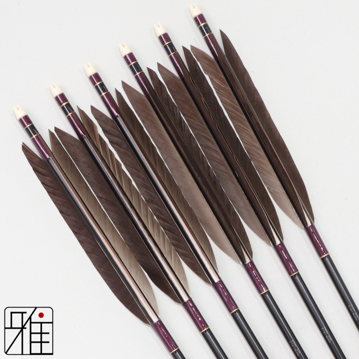 弓道 ジュラ矢 黒手羽 1913黒|6本組|矧糸:紫系|194002