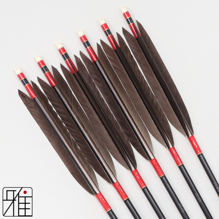 弓道 ジュラ矢 黒手羽 1913黒|6本組|矧糸:赤系|194004