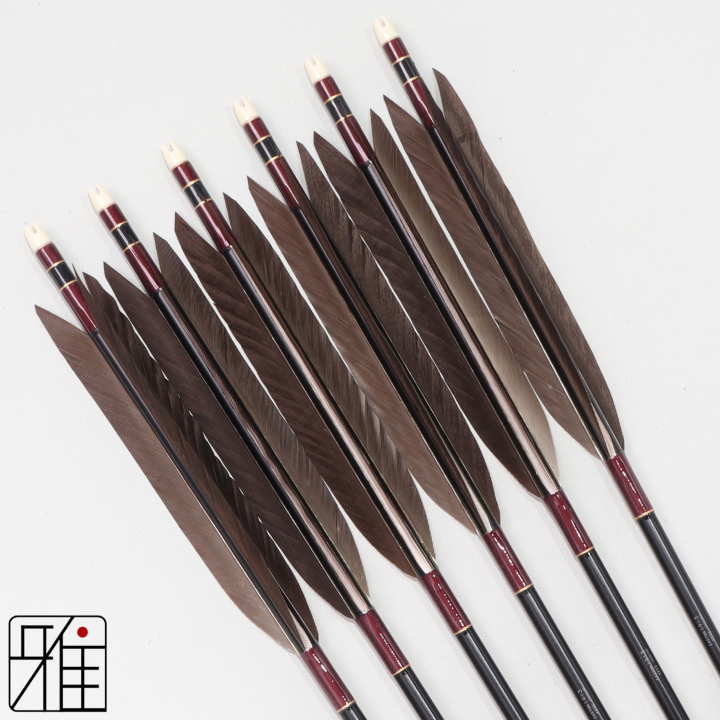 弓道 ジュラ矢 黒手羽 1913黒|6本組|矧糸:紫系|194006