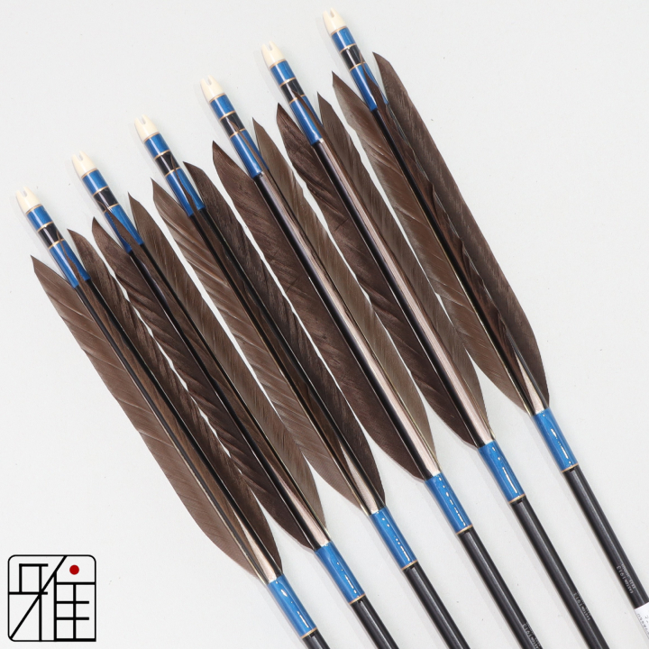 弓道 ジュラ矢 黒手羽 1913黒|6本組|矧糸:青系|194007
