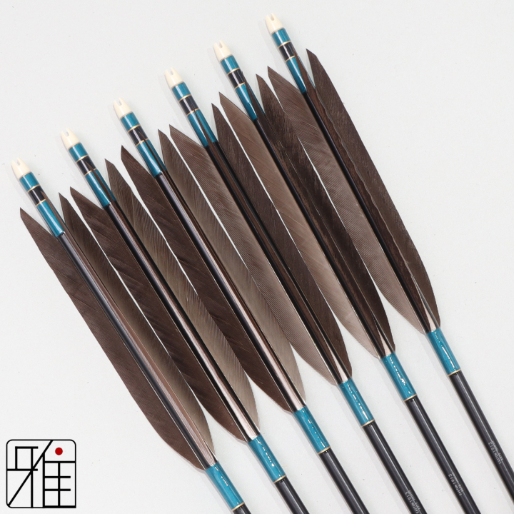 弓道 ジュラ矢 黒手羽 1913黒|6本組|矧糸:緑系|194009