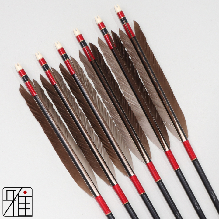 弓道 ジュラ矢 黒手羽 1913黒|6本組|矧糸:赤系|194010
