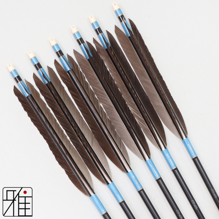 弓道 ジュラ矢 黒手羽 1913黒|6本組|矧糸:青系|194012