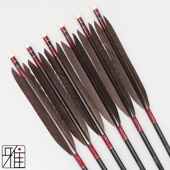 弓道 ジュラ矢 黒手羽 1913黒|6本組|矧糸:赤系|194014