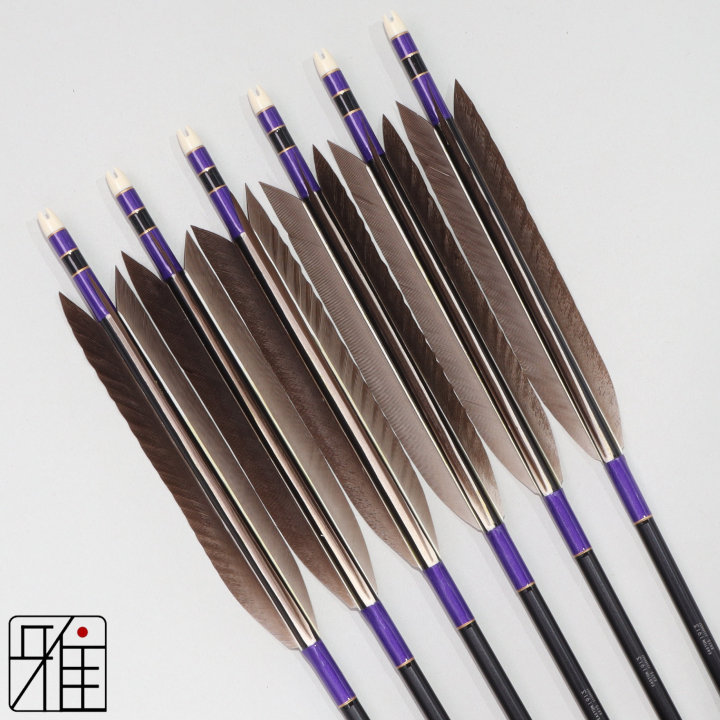 弓道 ジュラ矢 黒手羽 1913黒|6本組|矧糸:紫系|194015