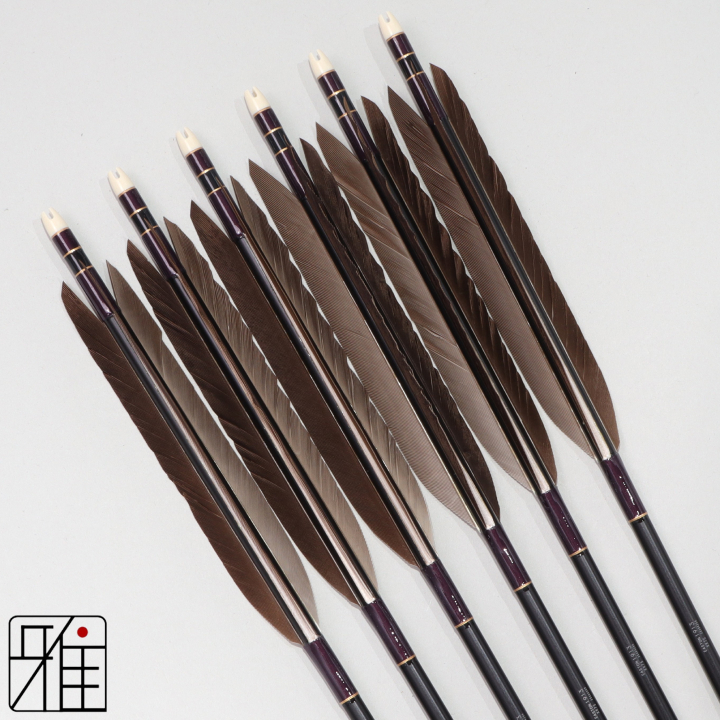 弓道 ジュラ矢 黒手羽 1913黒|6本組|矧糸:紫系|194036