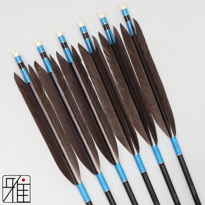 弓道 ジュラ矢 黒手羽 1913黒|6本組|矧糸:青系|194043