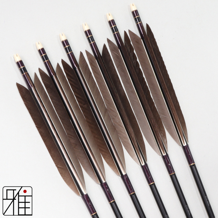 弓道 ジュラ矢 黒手羽 1913黒|6本組|矧糸:紫系|194044