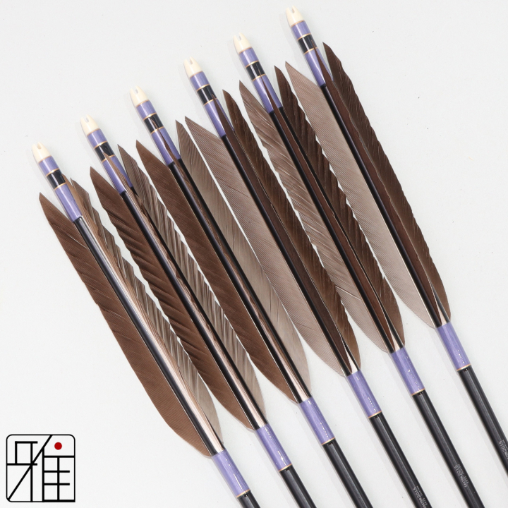 弓道 ジュラ矢 黒手羽 2015黒|6本組|矧糸:紫系|201004