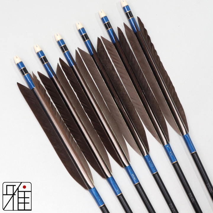 弓道 ジュラ矢 黒手羽 2015黒|6本組|矧糸:青系|201021