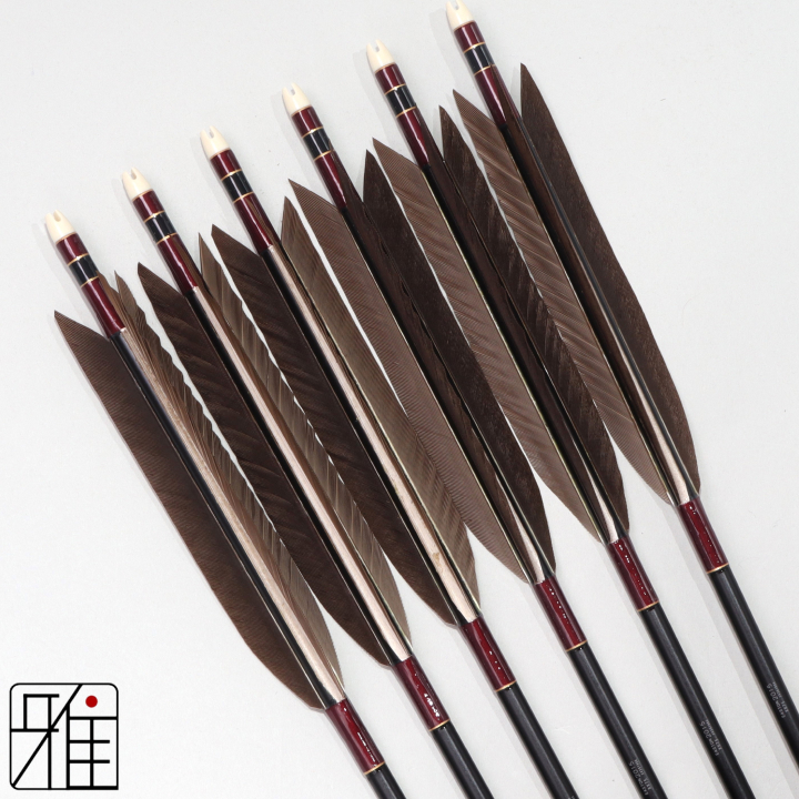 弓道 ジュラ矢 黒手羽 2015黒|6本組|矧糸:紫系|201022