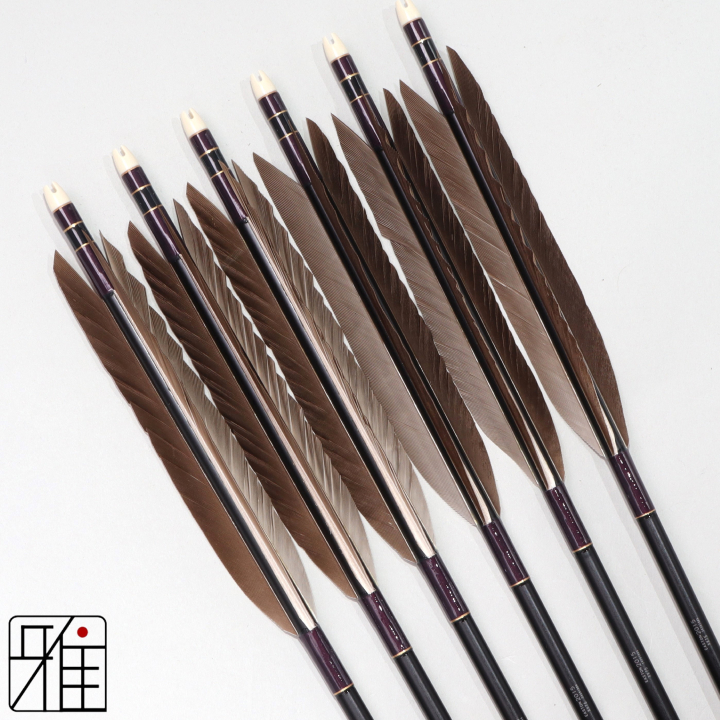 弓道 ジュラ矢 黒手羽 2015黒|6本組|矧糸:紫系|201025