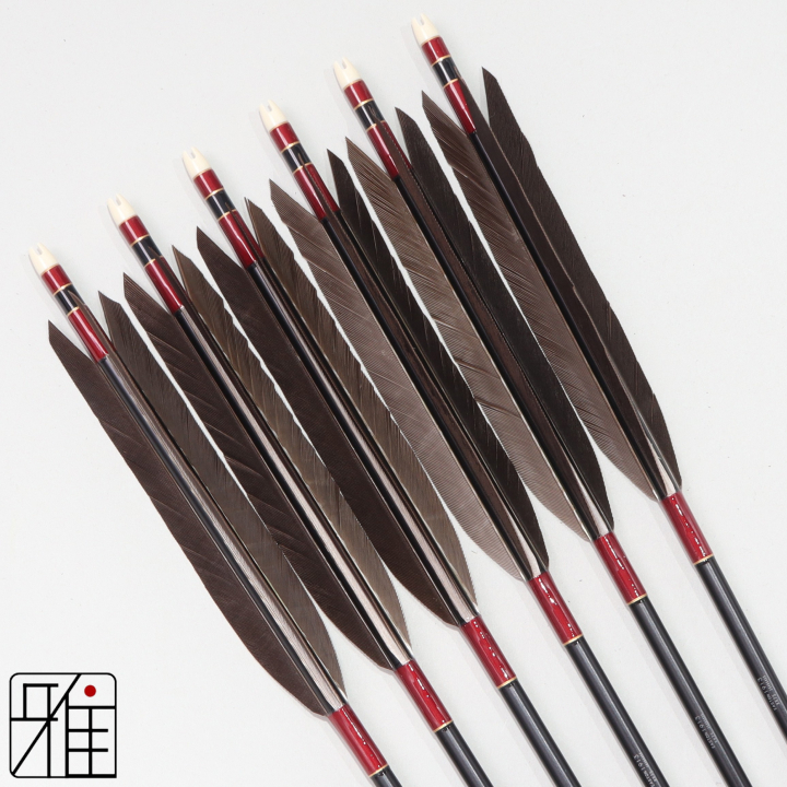 弓道 ジュラ矢 黒尾羽 1913黒|6本組|矧糸:赤系|194503
