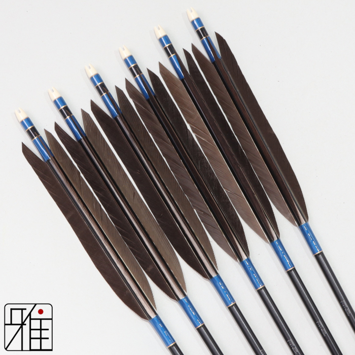 弓道 ジュラ矢 黒尾羽 1913黒|6本組|矧糸:青系|194504