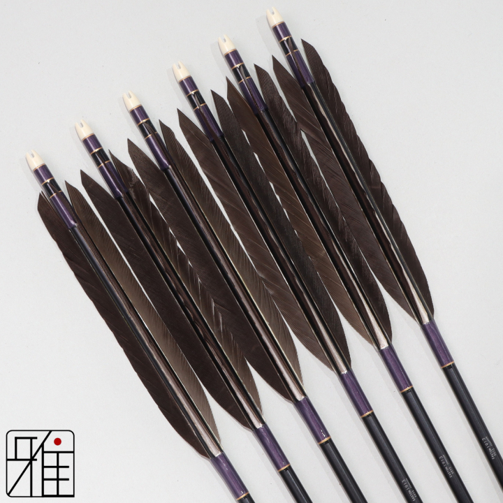 弓道 ジュラ矢 黒尾羽 1913黒|6本組|矧糸:紫系|194507